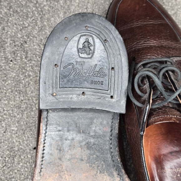 Vintage McHale Men's Brown Pebbled Leather Derby Shoes | Made in‎ USA | Goodyear - Picture 7 of 9